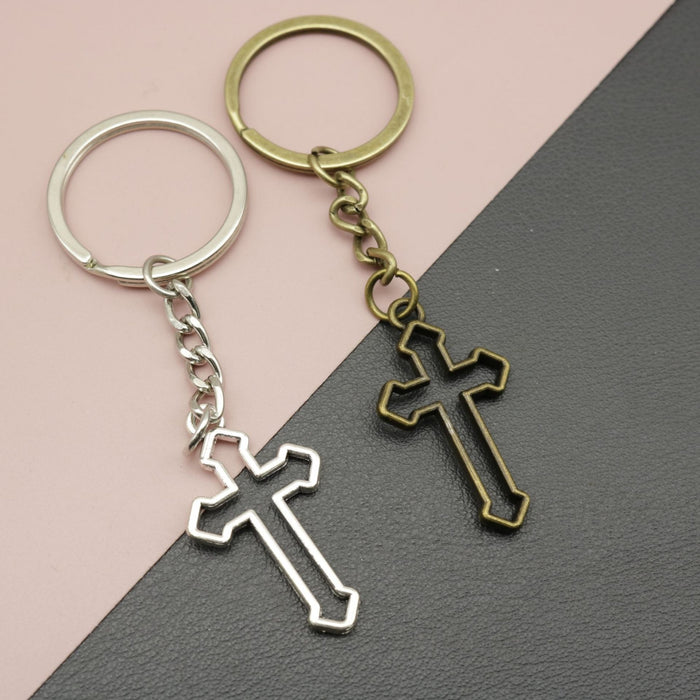 Zinc Alloy Simple Cross Keychain For Bag Charm Gift
