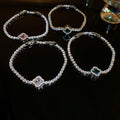 Minimalist Copper Flower Zircon Geometric Bangle For Women Light Luxury Fashion Jewelry view 2