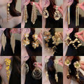 Metal Flower Bow Tassel Drop Earrings For Women Fashion OL Luxury Statement Ear Studs view 1