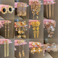 Metal Flower Bow Tassel Drop Earrings For Women Fashion OL Luxury Statement Ear Studs view 2
