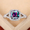 Colorful Square Women's Wedding Ring, Delicate Design Engagement Ceremony Finger Jewelry view 2