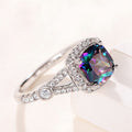Colorful Square Women's Wedding Ring, Delicate Design Engagement Ceremony Finger Jewelry view 4