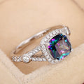 Colorful Square Women's Wedding Ring, Delicate Design Engagement Ceremony Finger Jewelry view 3