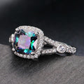 Colorful Square Women's Wedding Ring, Delicate Design Engagement Ceremony Finger Jewelry view 1