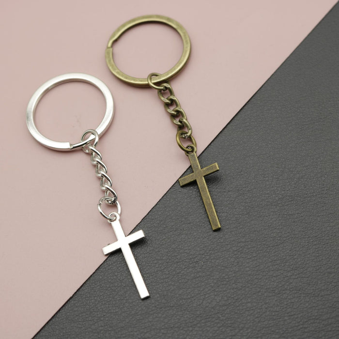 Metal Minimal Cross Keychain Bag Charm Gift For Daily Use