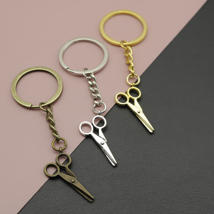Metal Scissors Keychain Bag Charm Key Ring Gift