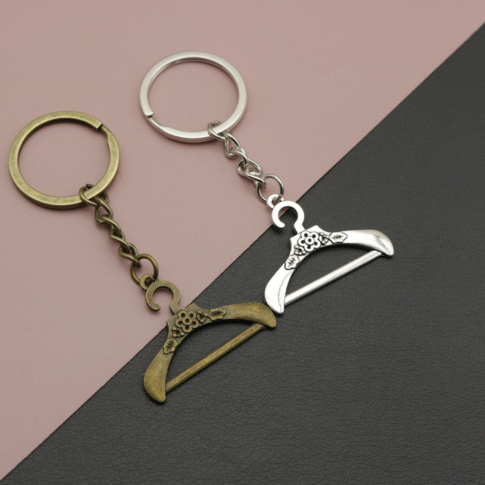 Metal Clothes Hanger Keychain Bag Charm Key Ring