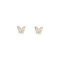 Elegant Gold Alloy Enamel Butterfly Wing Cartilage Studs, Sweet Minimal Daily Ear Bone Pin Earrings view 5