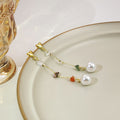 Korean Rose Flower Heart Stud Tassel Drop Alloy Crystal Beaded Faux Pearl Elegant Earrings view 4