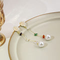 Korean Rose Flower Heart Stud Tassel Drop Alloy Crystal Beaded Faux Pearl Elegant Earrings view 3