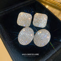 Light Luxury Alloy Rhinestone Geometric Oval Square Stud Earrings With Silver Posts view 2