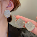 Light Luxury Alloy Rhinestone Geometric Oval Square Stud Earrings With Silver Posts view 1