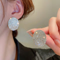 Light Luxury Alloy Rhinestone Geometric Oval Square Stud Earrings With Silver Posts view 3