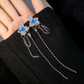 Silver Needle Alloy Rhinestone Star Butterfly Pearl Tassel Geometric Elegant Drop Stud Earrings view 2