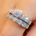 Popular Women Engagement Ring Set Double Stackable Rings Fashion Accessory Direct view 3