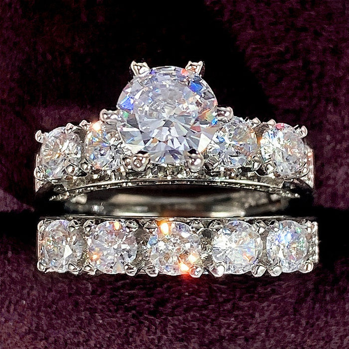 Popular Women Engagement Ring Set Double Stackable Rings Fashion Accessory Direct
