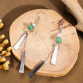 Vintage Bamboo Slice Geometric Shell Tassel Alloy Chain Pearl Beaded Elegant Long Drop Earrings view 4