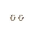 Elegant Korean Small Star Huggie Hoop Earrings With Black Enamel And Zircon Rhinestone Micro Pave Earrings view 5