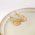 Vintage Hollow Butterfly Alloy Teardrop Hoop Dangle Earrings For Women Geometric Metal Fashion Earrings view 3