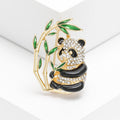 Alloy Panda Brooch Pin With Bamboo Design For Clothing Fastening view 1