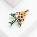 Alloy Enamel Rhinestone Christmas Tree Brooch Festive Lapel Pin view 3