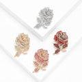 Metal Alloy Rhinestone Rose Brooch Pin For Apparel And Collar Fastening view 1