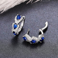 Klein Blue Zircon Hoop Earrings For Women, Elegant Vintage Style Fashion Jewelry Accessories view 4