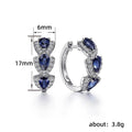 Klein Blue Zircon Hoop Earrings For Women, Elegant Vintage Style Fashion Jewelry Accessories view 5