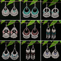 Vintage Ethnic Miao Silver Plated Alloy Earrings With Geometric Waterdrop Bell Tassel Hollow Design view 4