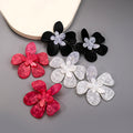 Elegant Multicolor Acrylic Five Petal Flower Stud Earrings For Women, Statement Floral Resin Earrings view 1