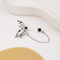 Elegant Hollow Liquid Butterfly Alloy Stud Ear Cuff With Black Rhinestone Chain Tassel Earrings view 3