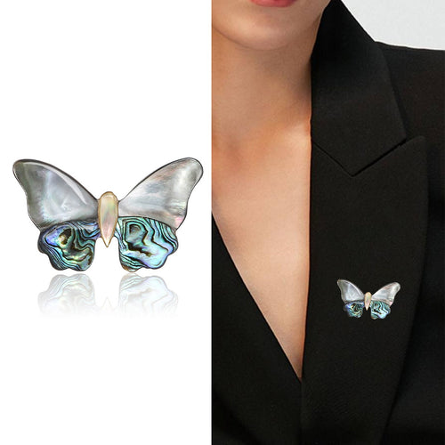 Natural Mother Of Pearl Butterfly Brooch Shell Lapel Pin