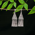 Ethnic Style Geometric Tassel Clip On Earrings, Vintage Miao Silver No Piercing Jewelry For Women view 4