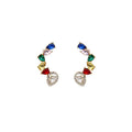 Elegant Luxury Colorful Teardrop Zircon Rhinestone Gold Alloy Geometric Drop Stud Earrings view 5
