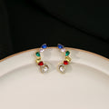 Elegant Luxury Colorful Teardrop Zircon Rhinestone Gold Alloy Geometric Drop Stud Earrings view 2