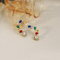 Elegant Luxury Colorful Teardrop Zircon Rhinestone Gold Alloy Geometric Drop Stud Earrings view 1