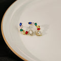 Elegant Luxury Colorful Teardrop Zircon Rhinestone Gold Alloy Geometric Drop Stud Earrings view 4