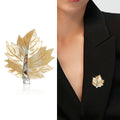 Alloy Natural Mother Of Pearl Maple Leaf Brooch Pin view 2