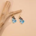 Creative Cute Enamel Black Cat Potted Plant Cactus Flower Gold Alloy Dangle Hook Earrings view 4