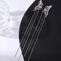 925 Silver Needle Butterfly Tassel Stud Earrings With Rhinestone Metal Chain Statement Design view 2