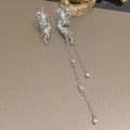 925 Silver Needle Butterfly Tassel Stud Earrings With Rhinestone Metal Chain Statement Design view 3