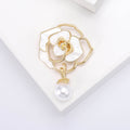 Alloy Pearl Camellia Brooch Pin For Elegant Suit Decoration view 6
