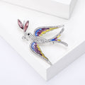 Alloy Enamel Rhinestone Swallow Branch Brooch Pin For Coats view 3
