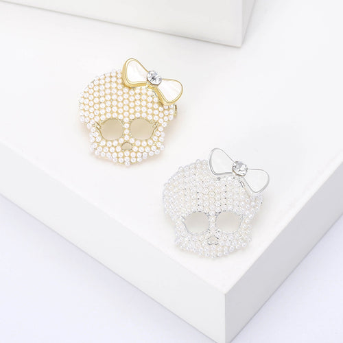 Alloy Pearl Skull Brooch Pin For Halloween Costume Accessories