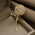 Metal Alloy Zircon Dandelion Brooch For Suits And Anti Exposure view 1