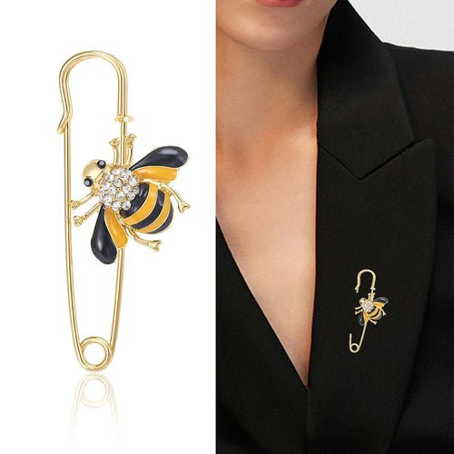 Alloy Enamel Bee Safety Brooch Pin For Clothing Fastening