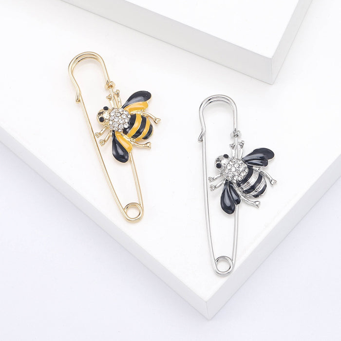 Alloy Enamel Bee Safety Brooch Pin For Clothing Fastening
