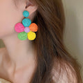Colorful Woven Rope Flower Drop Earrings Alloy Sweet Summer Fashion Floral Jewelry view 1