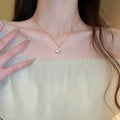 Rose Gold Zircon Butterfly Mother Of Pearl Necklace For Women Forest Style Clavicle Chain view 3