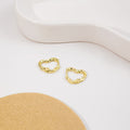 Elegant Irregular Metal Hollow Heart Stud Earrings For Women Two Tone Gold Silver Alloy Minimalist Earrings view 4